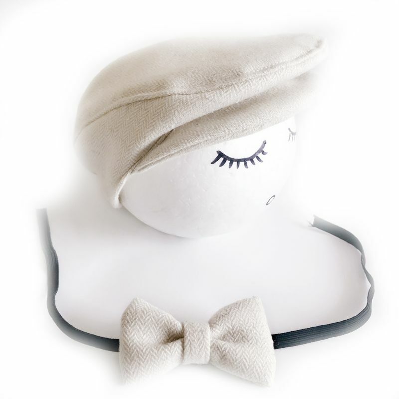 Baby Newborn Peaked Beanie Cap Hat Bow Tie Photo Photography Prop Infant Boy  Gatsby Hat  Hat