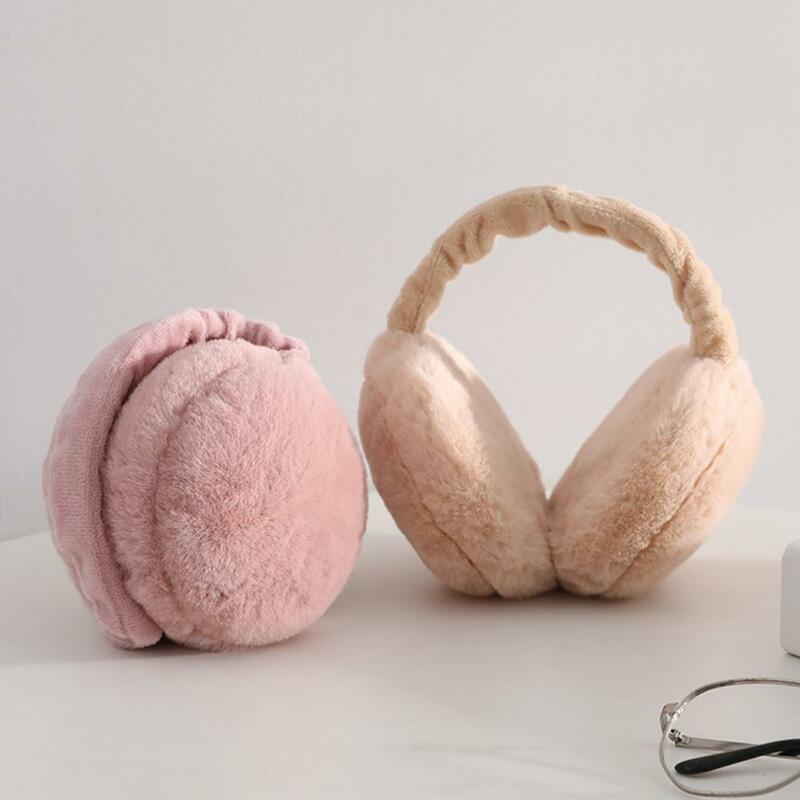 Soft Plush Ear Warmer Winter Warm Earmuff Plush Foldable Windproof Thicken Ear Protection Fluffy Solid Color Elastic Ear Cover