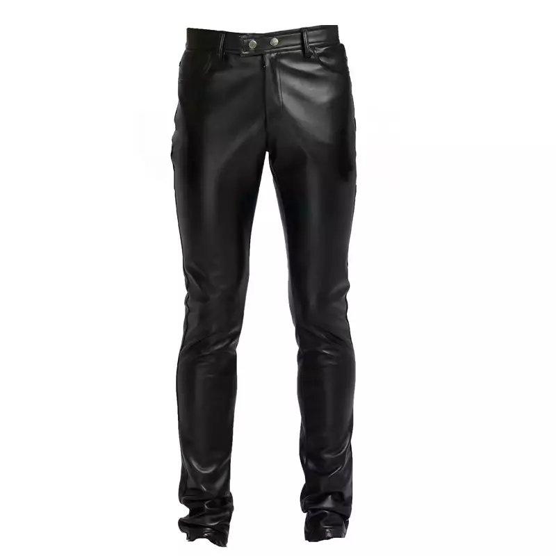 New 2023 Hit The Sales of Europe and The United States Solid Color PU Stretch Casual Men Leather Pants Fashion Handsome Straight