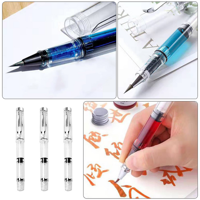 3ชิ้นปากกาแปรงอุปกรณ์การเรียนสำหรับการเขียนการเขียนการเขียนตัวอักษรฝึกสีน้ำนักเรียน