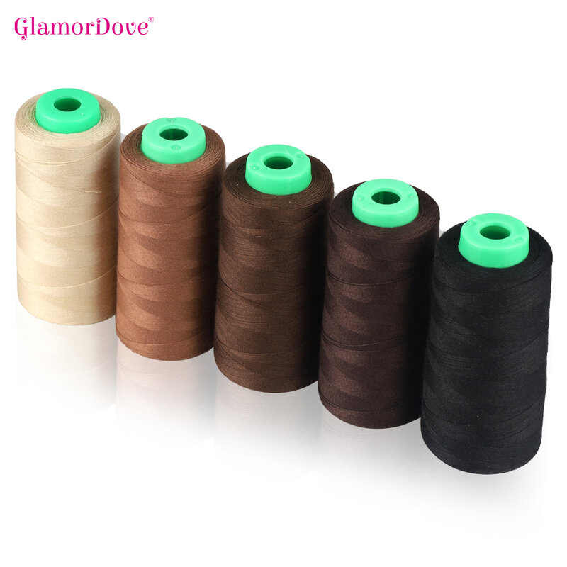 Strong Sewing Thread 1000 yards/roll Hair Extension Tool Cotton Wrapped 20S/3 Polyester Thread