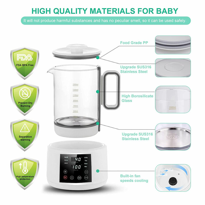 Aquecedor de garrafa de bebê & esterilizador de garrafa, aquecedor de leite, display lcd controle de temperatura exato, calentador de biberones