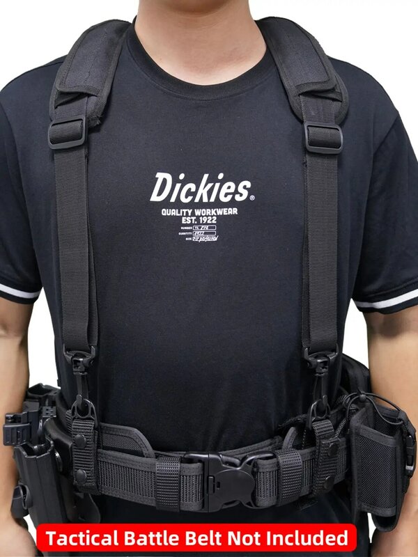 DulTool-Bretelles de ceinture de police noires, harnais de combat extérieur, 1.5 po