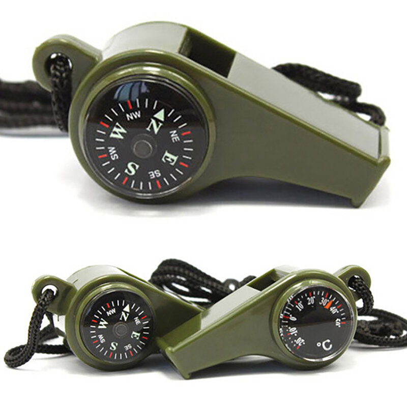 3 in 1 Emergency Survival Whistle Compass Thermometer Referee Cheerleading Whistle Sporting Goods Camping Hiking Outdoor Tools