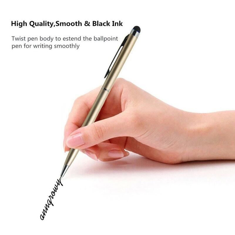 Pena Stylus Universal 2 In 1, untuk ponsel pintar Tablet gambar tebal tipis pensil kapasitif layar sentuh ponsel Android 1 buah