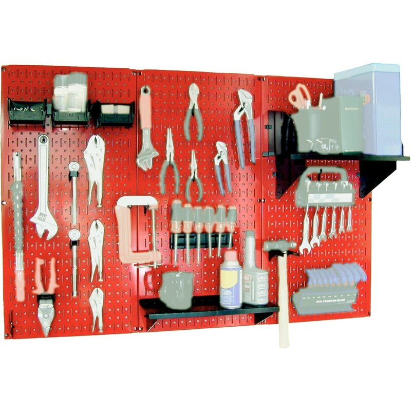 Sterowanie ścianką 30-WRK-400RB standardowy stół warsztatowy płyta pilśniowa metalowa Organizer na narzędzia, czerwony/czarny
