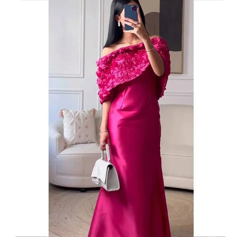 Gaun Prom Dubai bahu terbuka gaun malam lengan pendek dengan panjang menyentuh lantai gaun pesta pernikahan wanita musim panas 2024ML-073