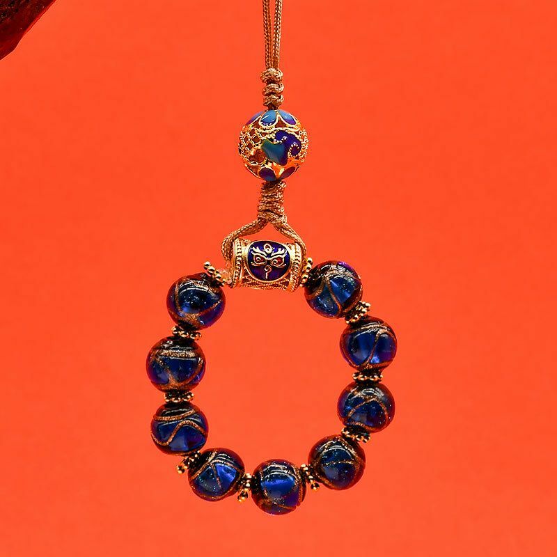 Duobao Five-color Glass Beads Mobile Phone Rope Women's Hand Twist Bag Lanyard Key Chain Pendant Lucky Beads Girlfriend Jewelry