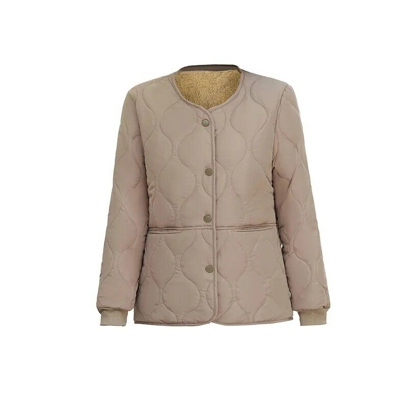 Jaket hangat ringan untuk wanita, jaket mantel Parka kasual leher bulat, pakaian musim dingin ringan hangat untuk wanita 2023
