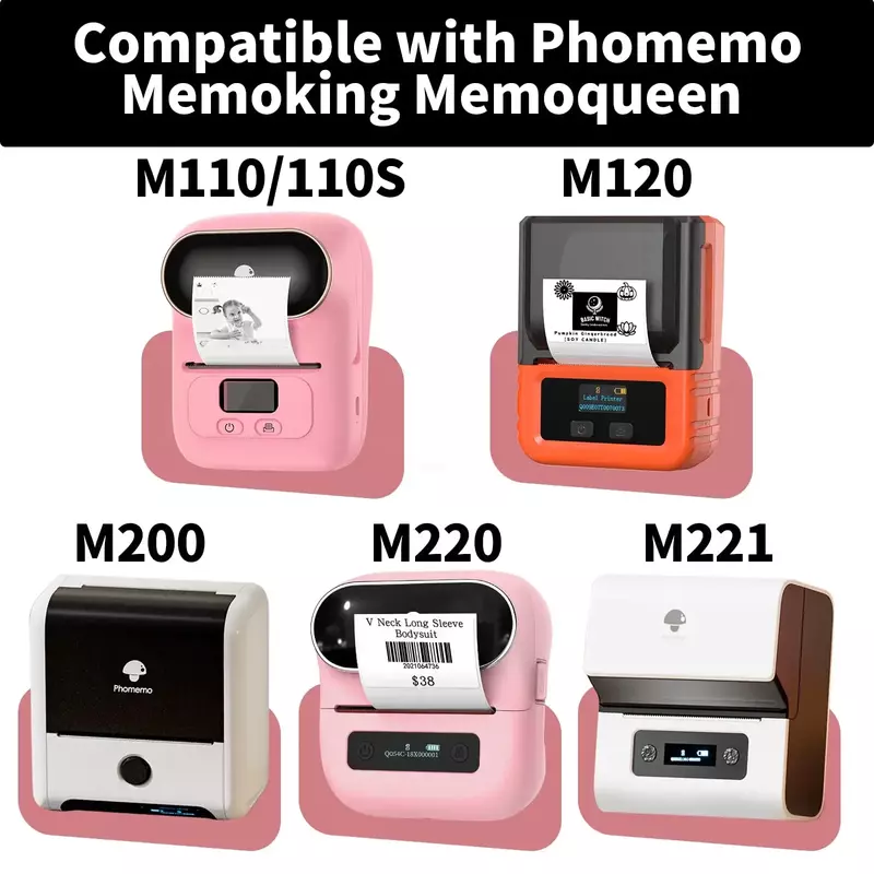 Papel adhesivo para impresora de etiquetas Phomemo M110/M120/M200/M220/M221, adhesivo térmico de plata láser, impermeable, 40x30mm