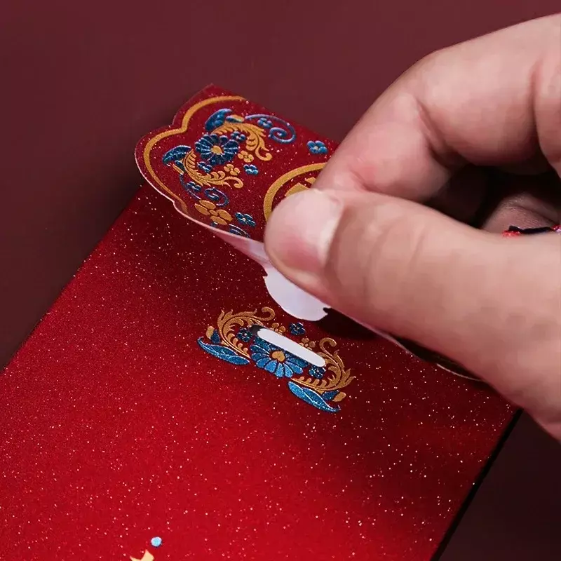 Sobres de boda rojos de 5 piezas con borla, bolsa de dinero en efectivo chino de la suerte, Sobres de papel de bolsillo para bendición, embalaje de regalos Hongbao