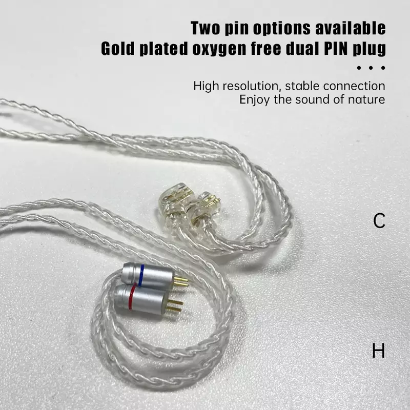 Câble original plaqué argent à quatre brins, 3,5mm 0,75, double broche 0.78 revelwire avec fil de blé 2 broches pour écouteurs