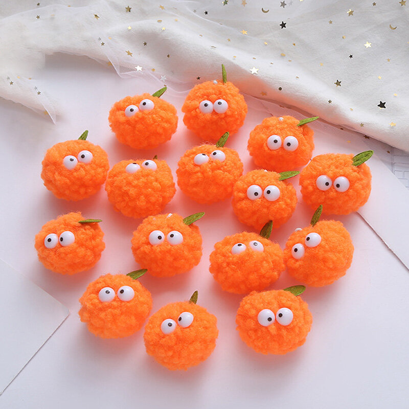 Pompón de peluche de muñeca naranja Kawaii para niños, bolsa de Bola de Pelo naranja de dibujos animados, colgante creativo, accesorios de bricolaje para regalo