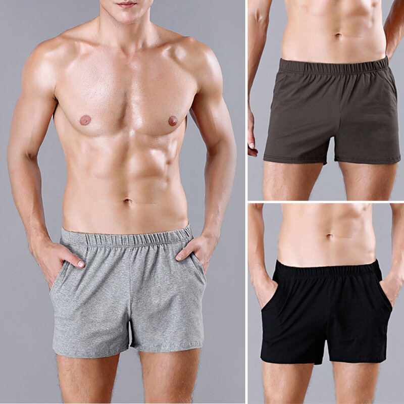 Casual Summer Man Sleep Bottoms Shorts Solid Color Breathable Soft Cotton Shorts Pants For Men Sleepwear Nightwear Clothing