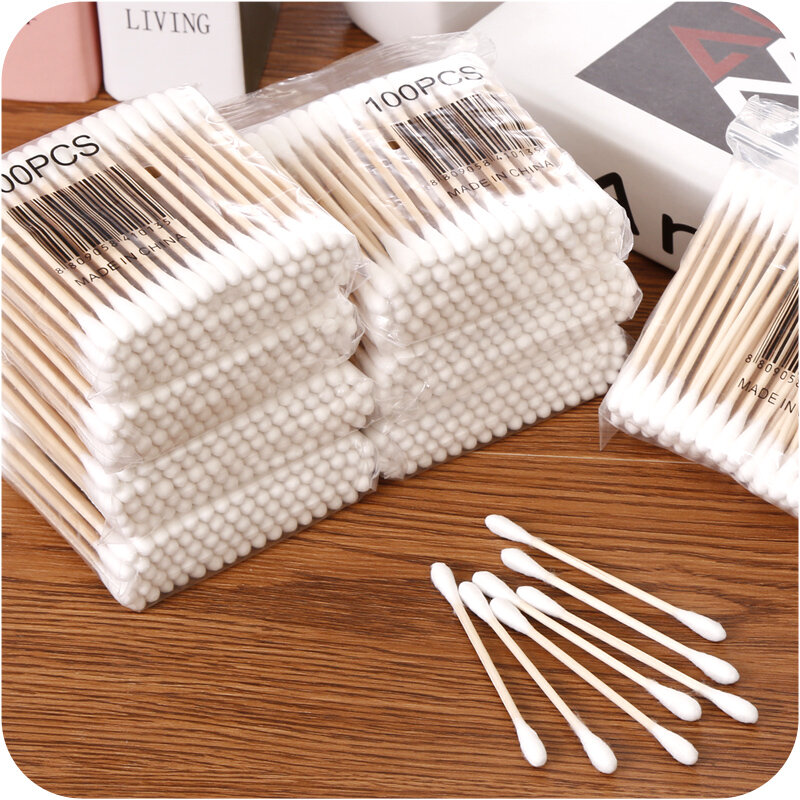 500/1000pcs Cotton Swabs Eyelash Extension Glues Removing Noses Ears Cleaning Tools Disposable Make Up Double Head Micro Brushes
