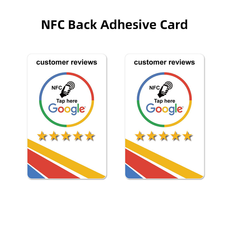 Tarjeta NFC de 5 piezas, revisión de Google, pegatina trasera NT/AG215, aumenta tus comentarios, Material de PVC estándar, 504 Bytes, 13,56 Mhz, tarjeta Nfc215