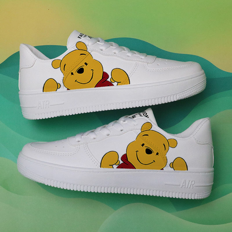 Mickey Mouse Pooh Bear sepatu anak-anak, sneaker atasan rendah musim semi, bernafas, tunggal serbaguna untuk murid