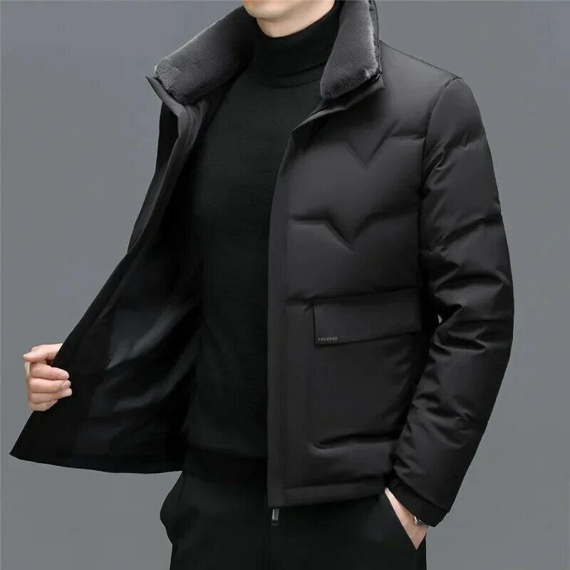 YXL-7782 d'hiver nouveau manteau court épaissi pour hommes avec poignées col de canard blanc amovible pour affaires décontractées chaudes