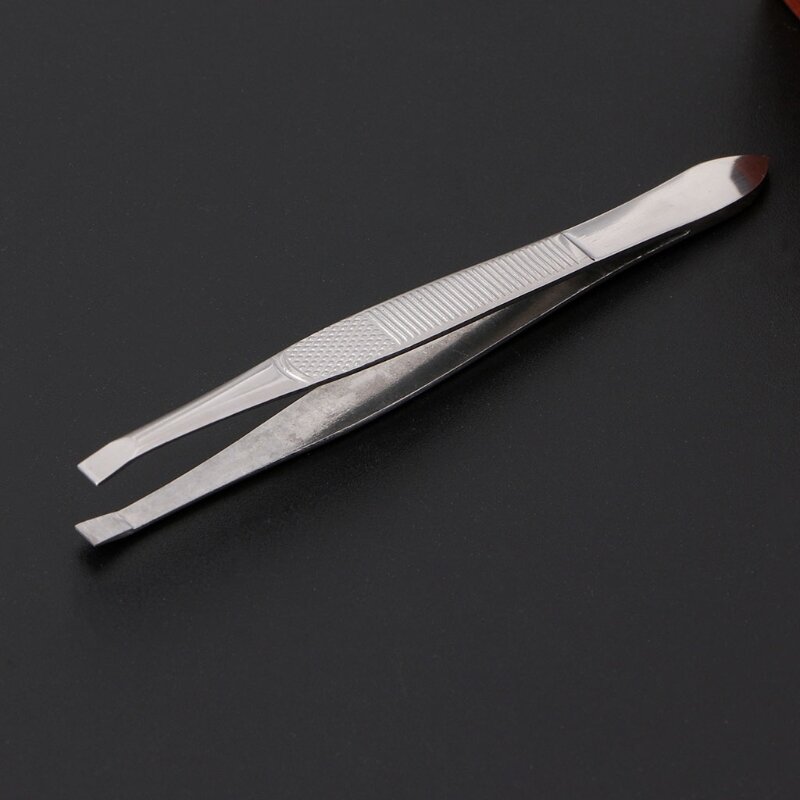 Professional Stainless Steel Eyebrow Hair Removal Tweezer Flat Tip Tool New Drop Shipping
