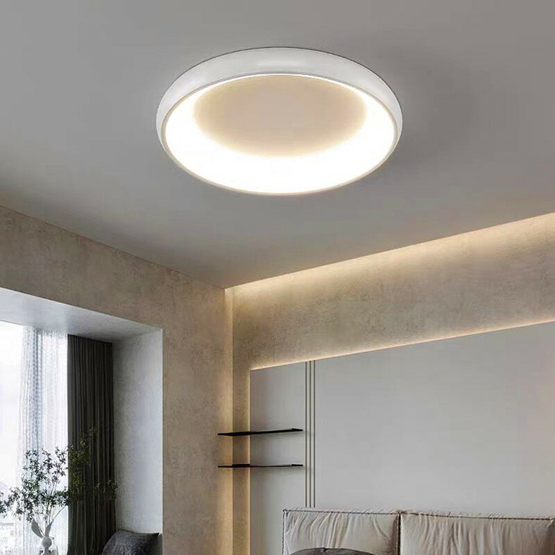 Lámpara de techo moderna y elegante, luz LED redonda con control remoto, atenuación de techo para dormitorio y habitación, luz tridimensional no deslumbrante
