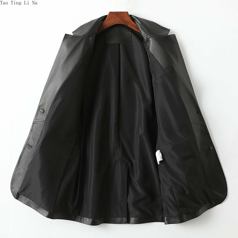 2023 New Genuine Sheepskin Leather Coat Spring Mid length Fashion Women Coat H12