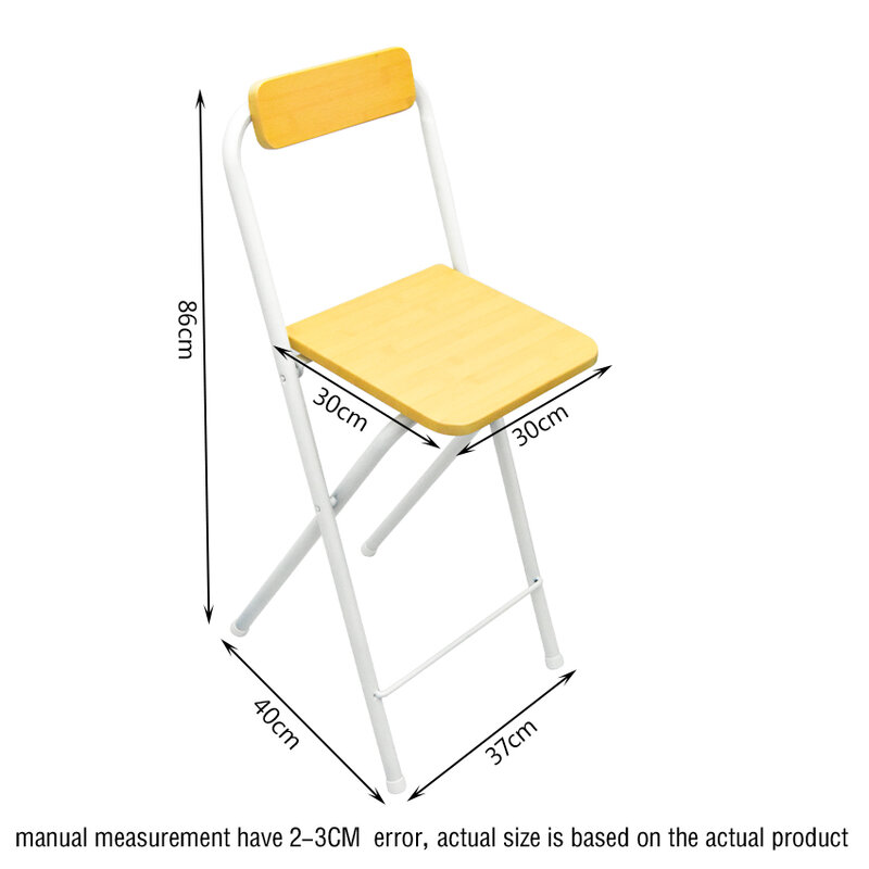 Taburete alto plegable de madera para sala de estar, taburete portátil creativo con respaldo, silla de ocio para el hogar, 0059A