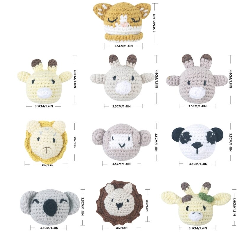 Miçangas de tricô de animal atualizadas, miçangas mastigáveis ​​para clipes de chupeta, projetos DIY 45BF