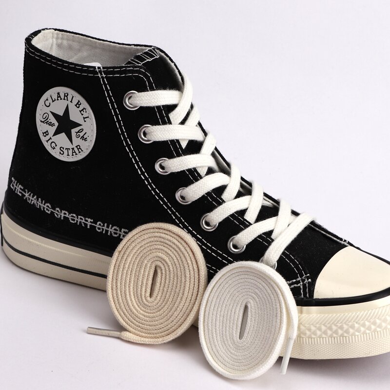 Cordones planos de lona para zapatillas de deporte, cordones clásicos para zapatos deportivos, color blanco y negro, 1 par