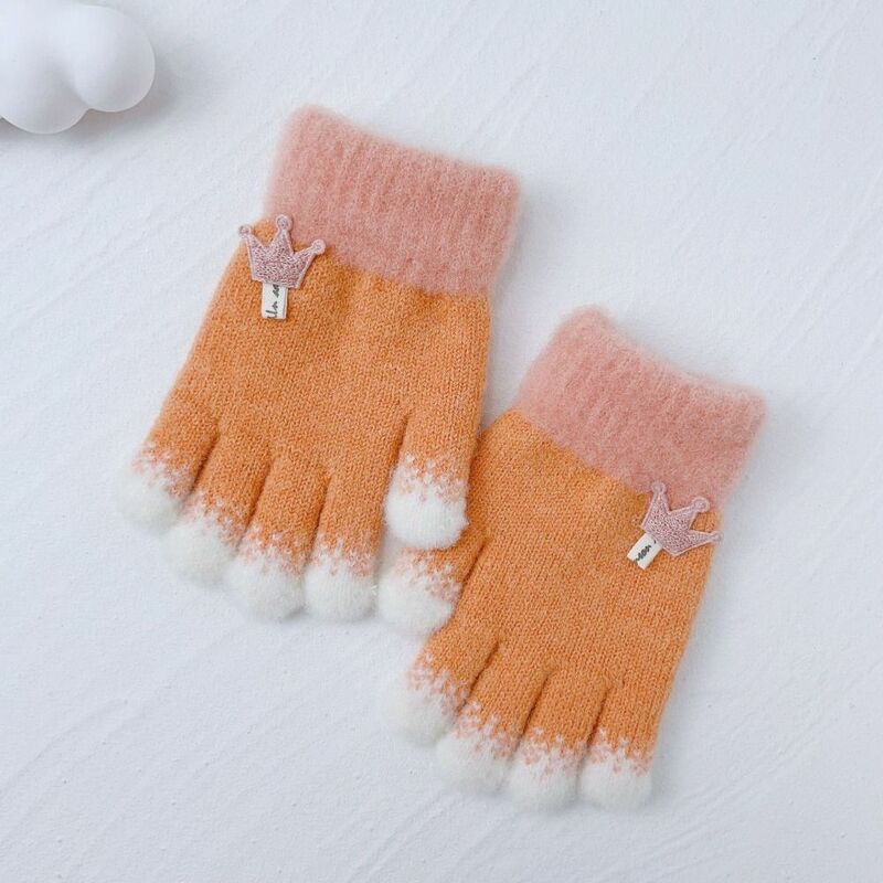 Thick Kids Gloves Cartoon Knitted Fingerless Mitten Winter Warm Baby Kids