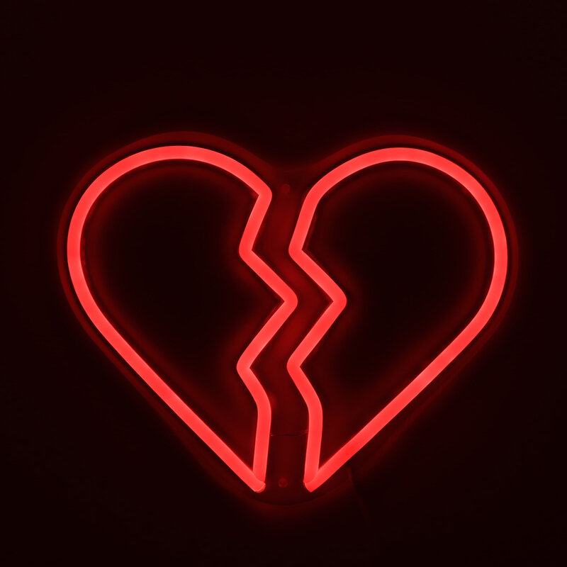 1szt Broken Heart Artist LED Wall Neon USB Power 5V Niskonapięciowe bezpieczne światło nocne do dekoracji pubu w sklepie Bar 10.2''*8.23''