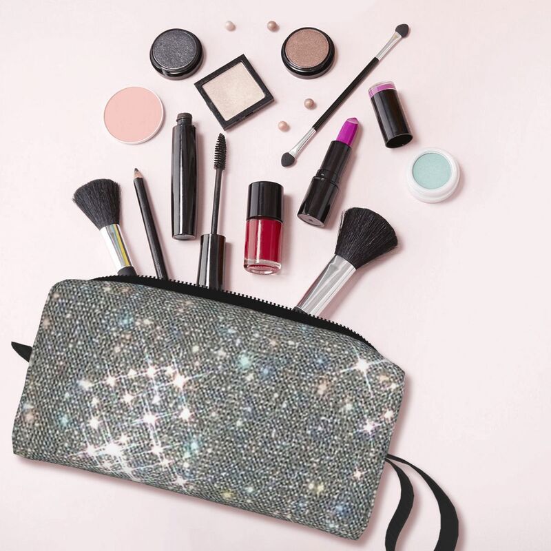 All That Glitters Makeup Bag Cosmetic Organizer Storage Dopp Kit Toiletry Cosmetic Bag for Women Beauty Travel Pencil Case