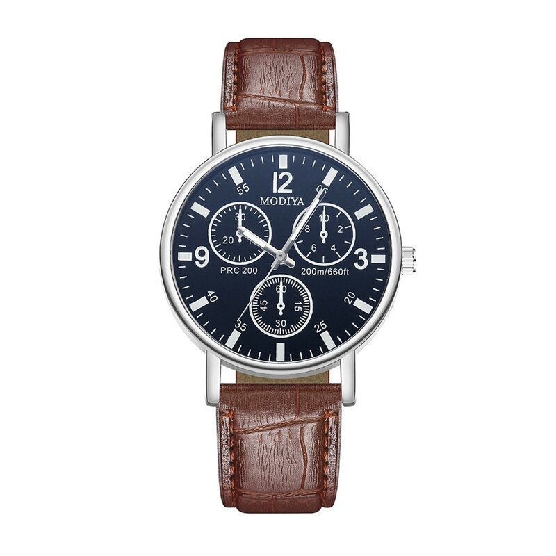 Jam tangan pria Fashion kasual jam tangan kuarsa Dial bulat kreatif untuk pria sabuk kulit jam tangan pria Zegarek m----ziski