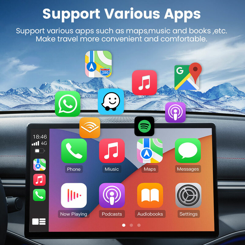 TIMEKNOW-Adaptador Auto Android CarPlay sem fio, Apple Car Play Dongle, Mini Ai Box, Toyota MG, Renault, Volvo, Audi, VW, Kia, 2 em 1