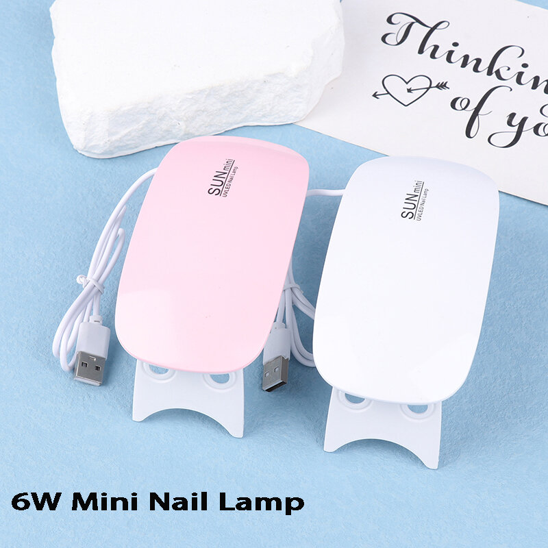 미니 네일 램프 UV LED 젤 광택제 경화 핑크 화이트 네일 건조기 기계, 휴대용 USB 케이블, 가정용 네일 건조 도구, 젤 바니시, 6W