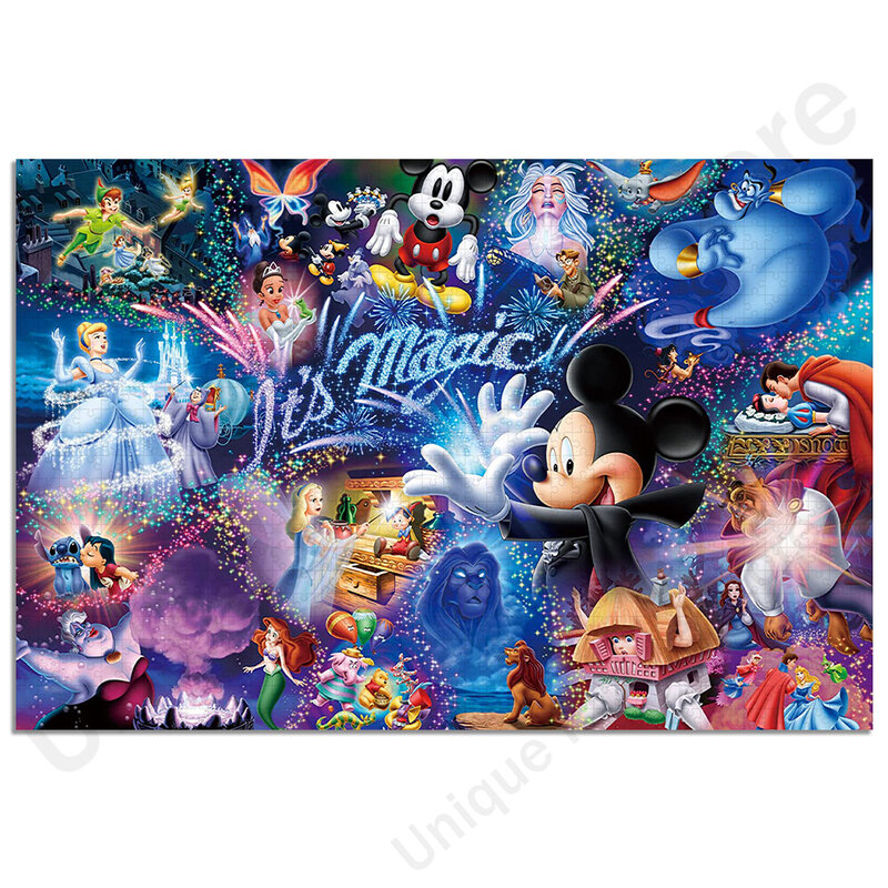 Rompecabezas de Mickey Mouse de Disney, colección de personajes de Disney, rompecabezas de madera, juguetes educativos de 35/300/500/1000 piezas