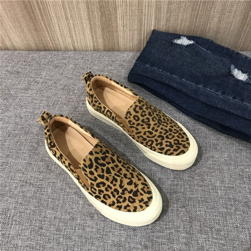 Chaussures en toile à imprimé léopard pour femmes, chaussures plates pour femmes, mocassins d'extérieur décontractés légers et confortables, mode automne 2024