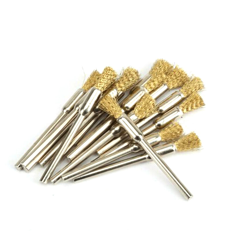 15Pcs 5mm Brass Rotary Wire Wheel Pencil Polising Brushes Steel Wire Wheel Brushes For Power Drill Tool Polishing Cleaning Tools