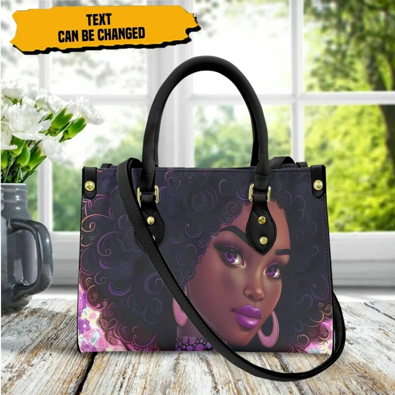 African Girls Handbags Women 2024 Custom Drop Ship POD Luxury PU Leather Female Cross Body Bags Woman Top Handle Bolsa Mujer