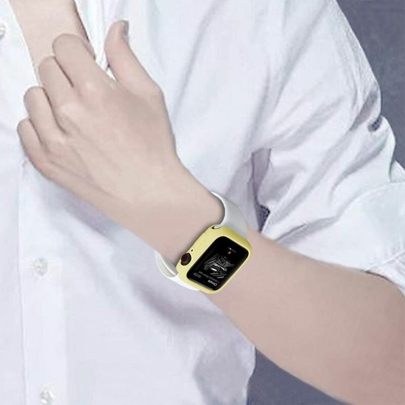 Zachte Siliconen Hoes Voor Apple Watch Serie 8/7/6/5/4/3/Se 42Mm 38Mm 40 44Mm Bescherming Shell Smartwatch Cover Iwatch 9 45Mm 41Mm