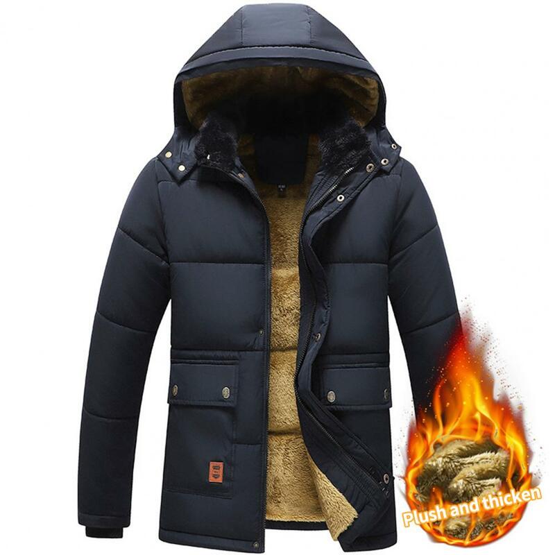 Manteau d'hiver élégant en coton pour hommes, chapeau de fourrure, manteau d'hiver ample pour hommes