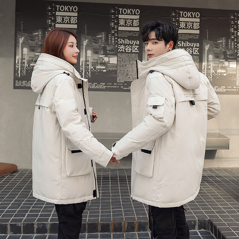 Winter Hong Kong Style 90 White Duck Down Down Jacket Jacket Puffer Parkas Thicken Keep Warm Couple Outdoor Coat Comfortable