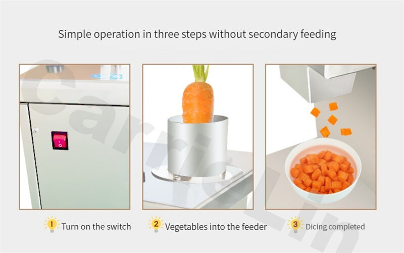 Máquina automática de cortar en cubitos vegetales, cortador comercial de cubitos de zanahoria, patata, cebolla, pepino Granular