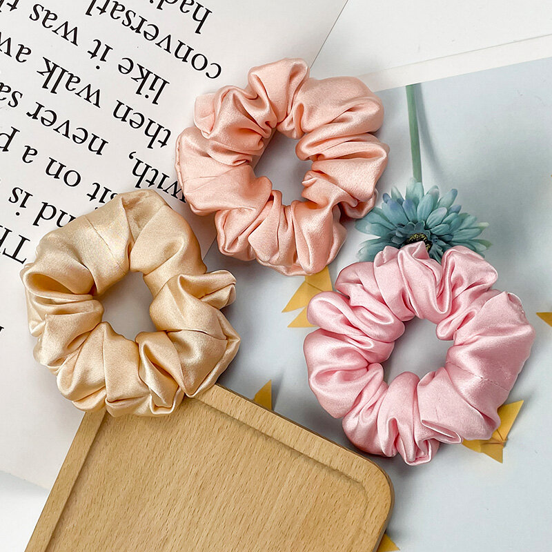 100% Pure Silk Skinnies Scrunchie Hair Bow Ties Ropes Bands Scrunchy Elastics Ponytail Holders for Women Girls Hair Accessories