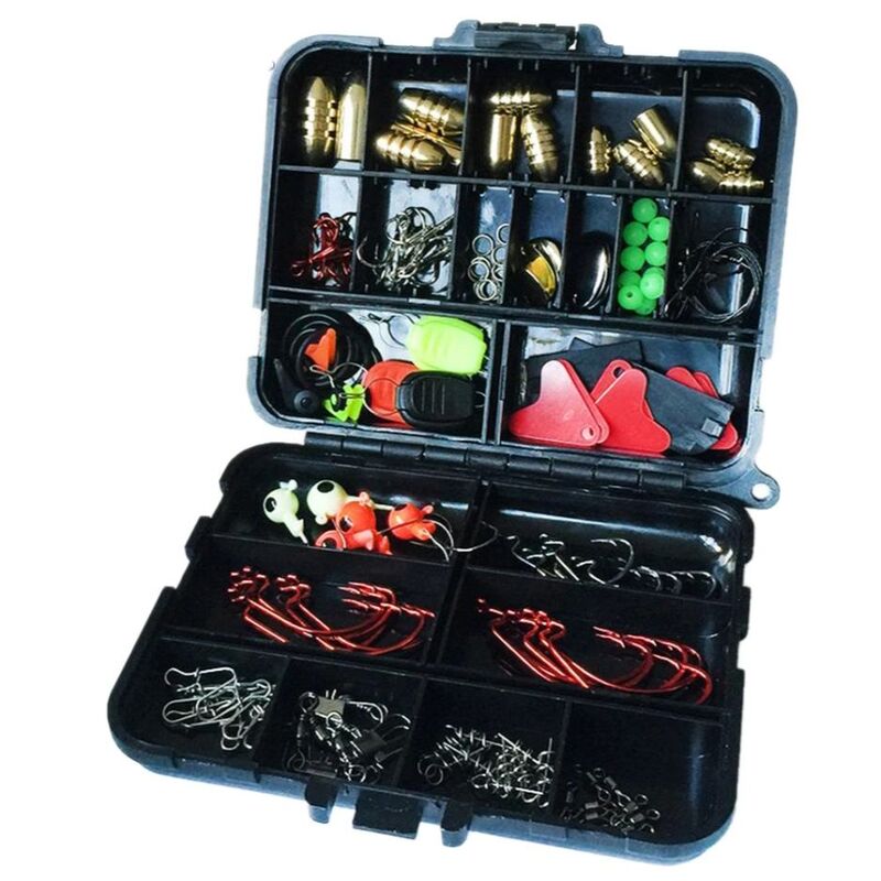 128 pcs/boxes Fishing Accessories Hook Swivel Weight Fishing Sinker Stopper Connectors Sequins Curling Fishing Tackle Box Peche