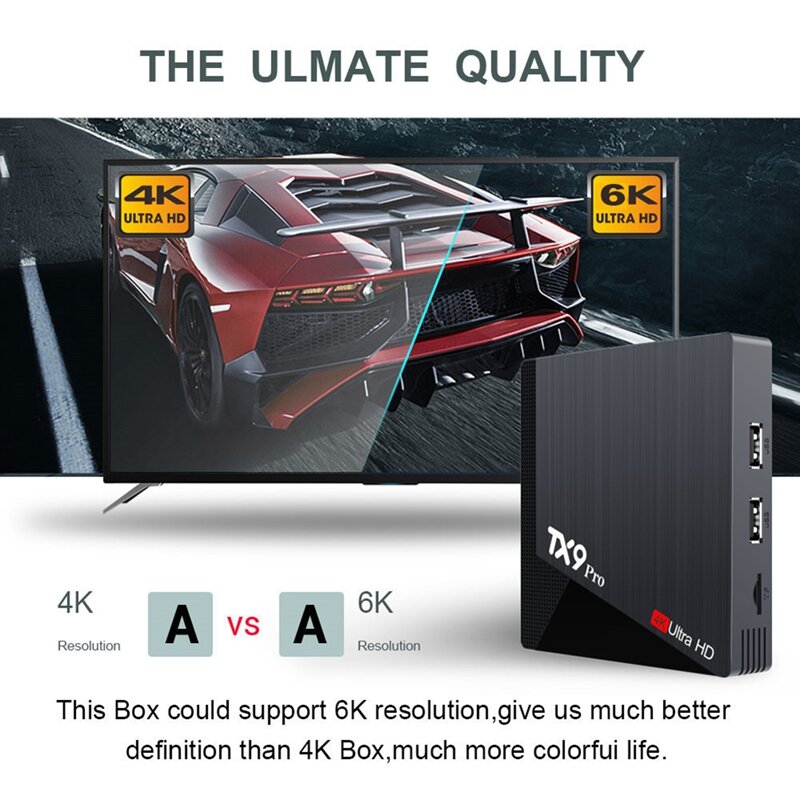 TX9 Pro Android 10.0 Set Top Box 6K HD Dual Brand 2.4G 5.8G WiFi Media Player AIIwinner H313 Smart TV Box EU Plug