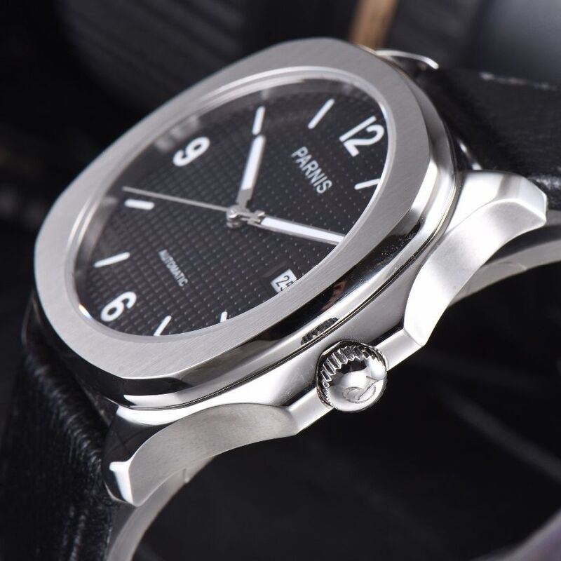 Casual Parnis automatyczny zegarek prosty zegarek męski zegarek na rękę Miyota szafirowe zegarki mechaniczne relogio masculino prezent
