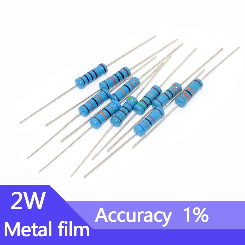 Resistencia de película metálica, 20 piezas, 2W, 1%, 1R8, 18R, 180R, 1K8, 18K, 180, 18, 1,8 Ohm, R K, 0.1R-10M
