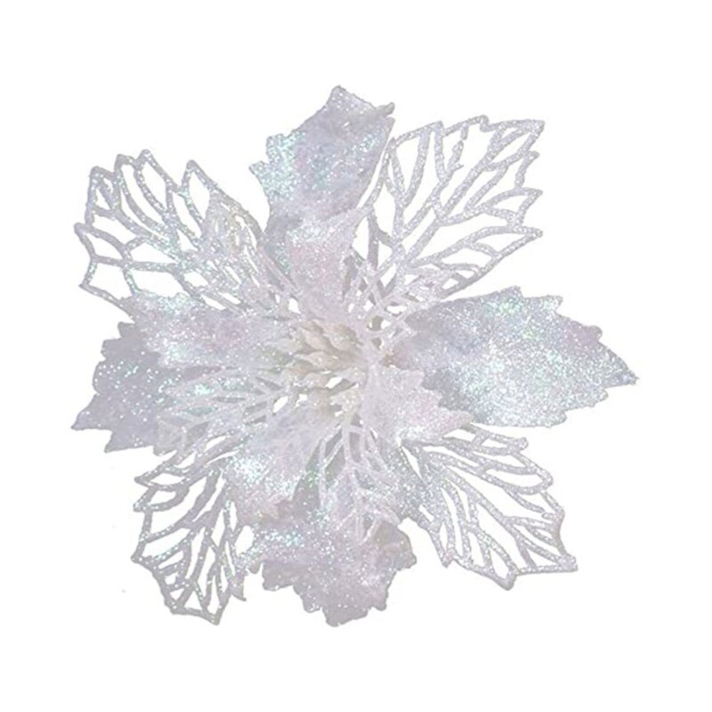 9cm glitter artificial poinsétia flor decorações da árvore para guirlanda ornamentos festa casamento