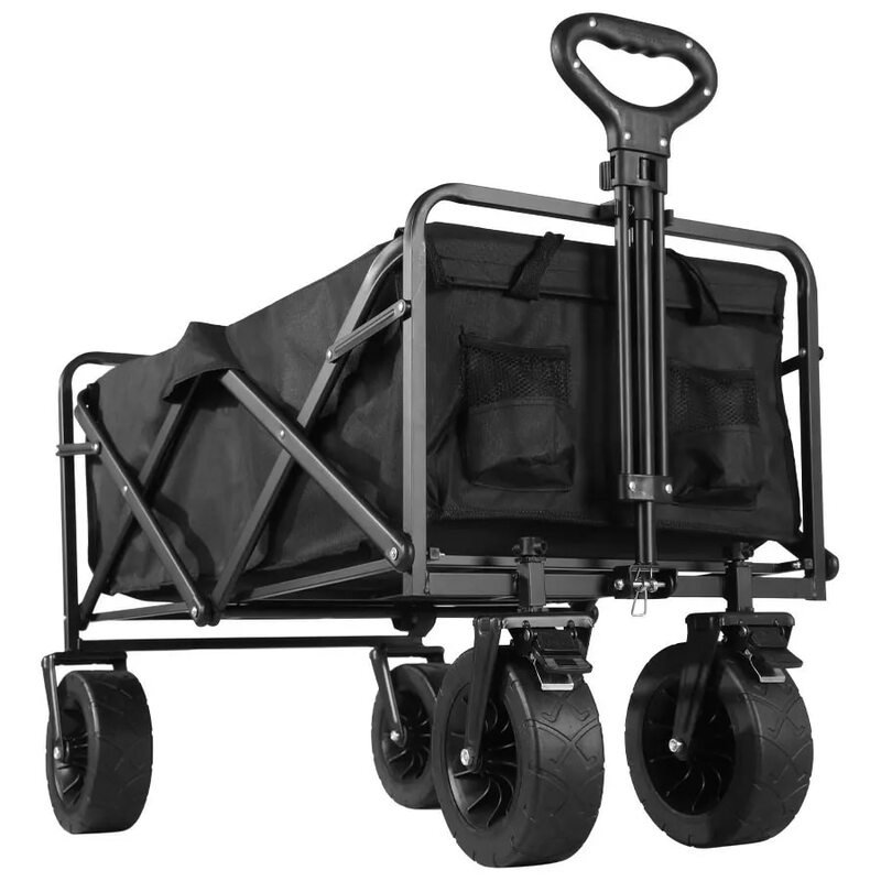 Chariot de plage utilitaire pliant pliable, chariot de camping de jardin portable, grande capacité, possède un chariot d'extérieur
