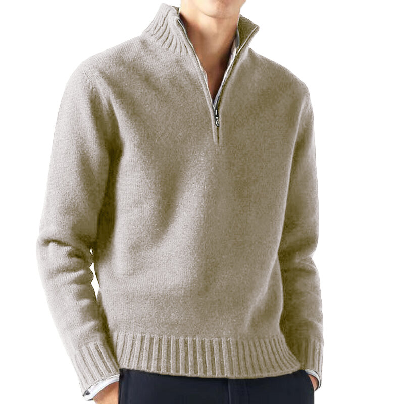 Suéteres de punto con media cremallera para hombre, jersey de manga larga, Color sólido, Tops cálidos informales, otoño e invierno, nuevo